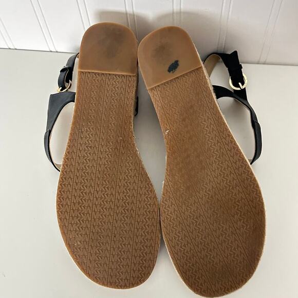 Michael Kors Laney Saffiano Leather Espadrille Wedge Sandals in Black (11) - Picture 7 of 14